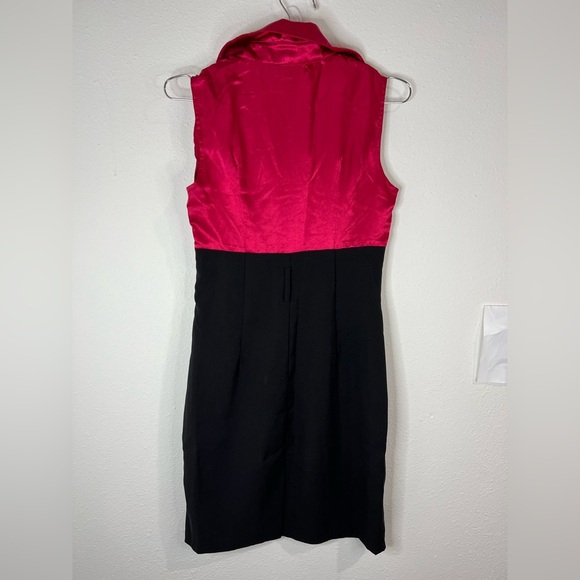 Roulette Pink & Black Sleeveless Ruffle Button-Up Dress Size 4P Double Breasted - Picture 9 of 9